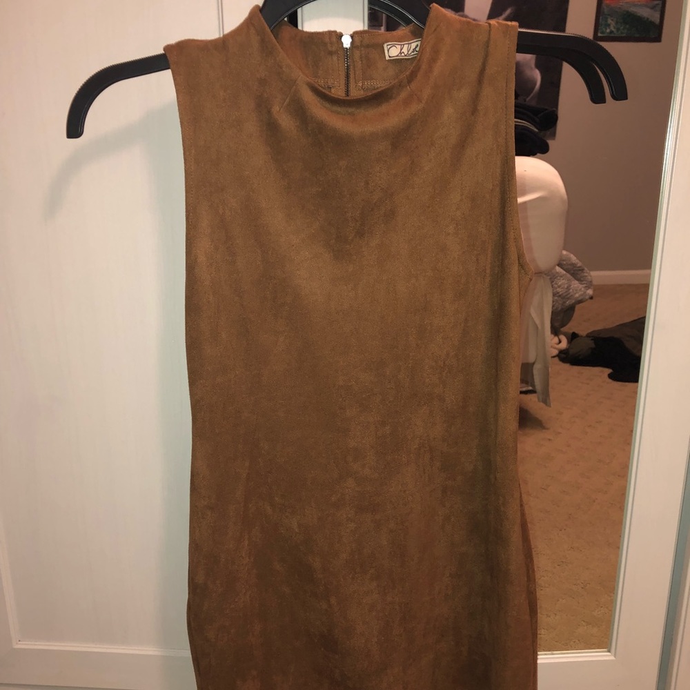 Chloe tan suave body con dress